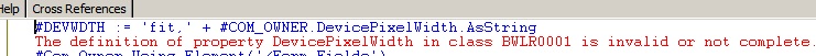 error message as shown in IDE