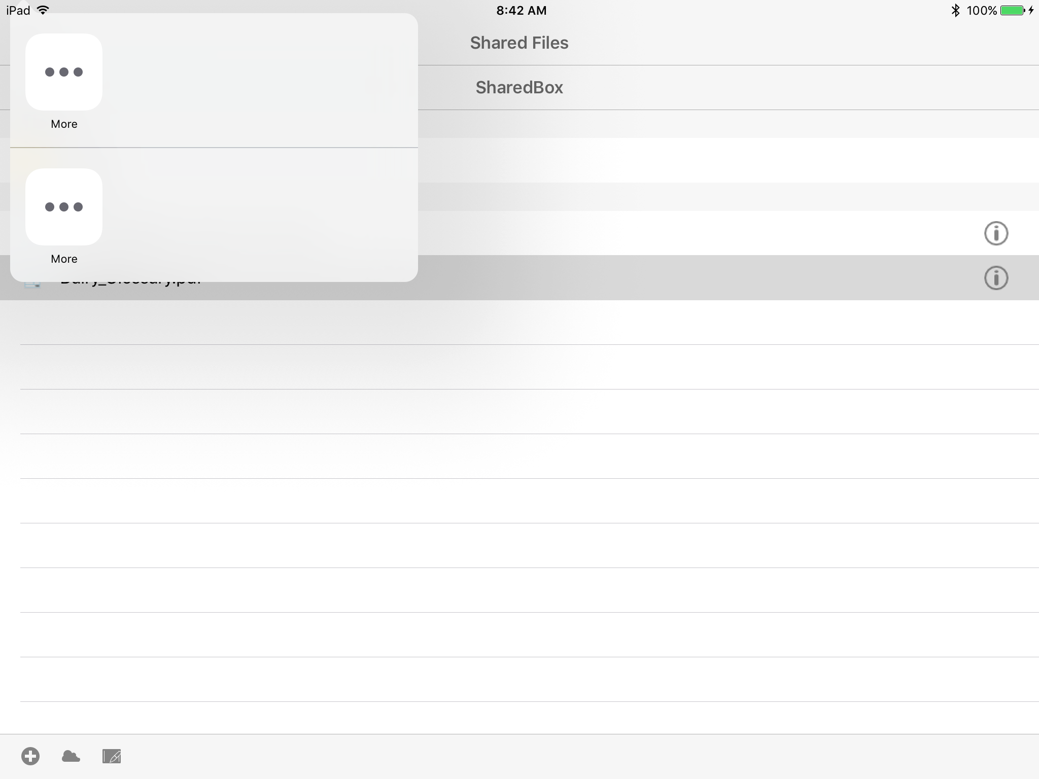 Document View 'Share' options menu...